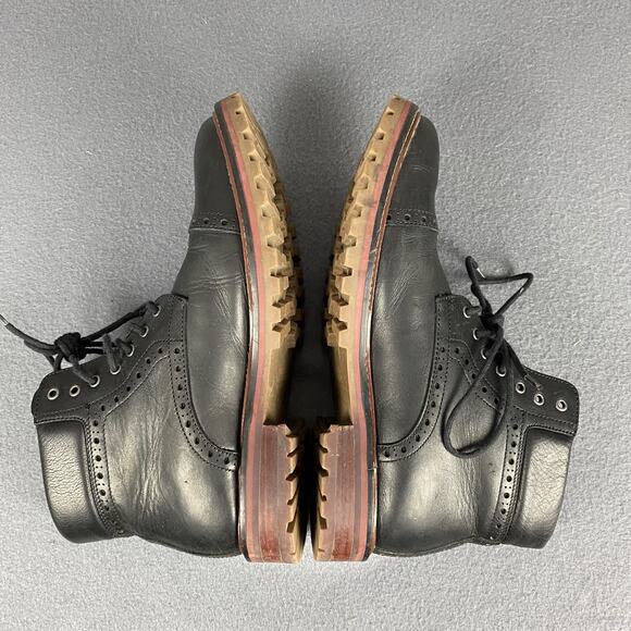 Warfield & Grand Boots Mens Size 8 Black Portola Leather Brogue Lace Up Lug Sole main image 10